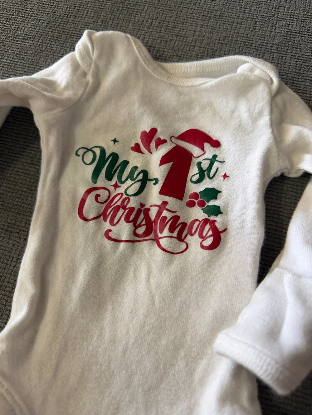 Carter's White Baby Bodysuit Duo with Red and Green Holiday Prints